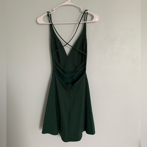 Lulus Believe in Love Forest Green Backless Skater Dress, Size XS, worn once - Picture 2 of 4